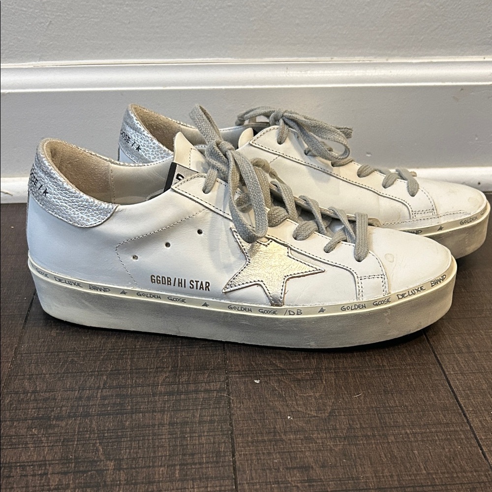 Golden Goose Hi Star White and silver Star Sneakers size 39